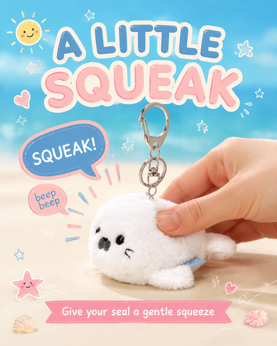 Miso white seal plush bag charm by OddJoy, alternate view 2