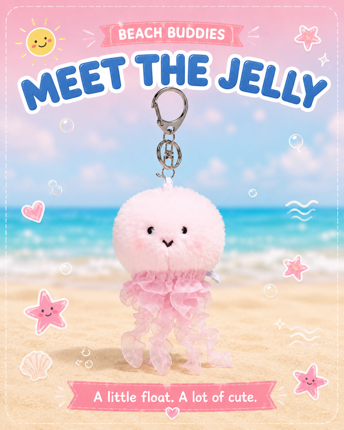 Blush Jellyfish pink plush bag charm by OddJoy, alternate view 1