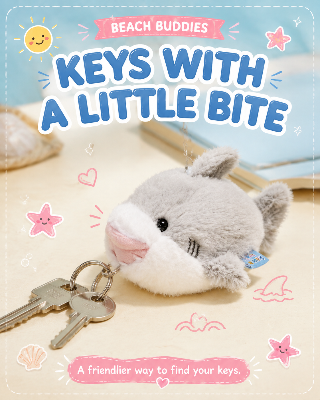 Grey Shark plush bag charm by OddJoy, alternate view 4