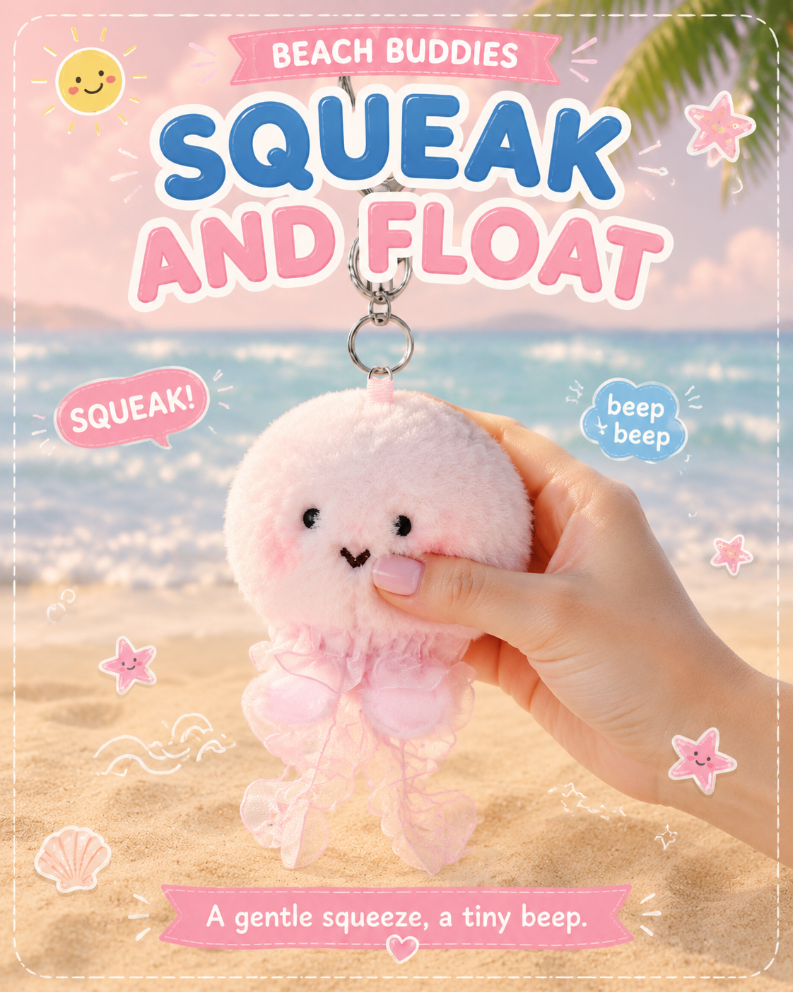 Blush Jellyfish pink plush bag charm by OddJoy, alternate view 2