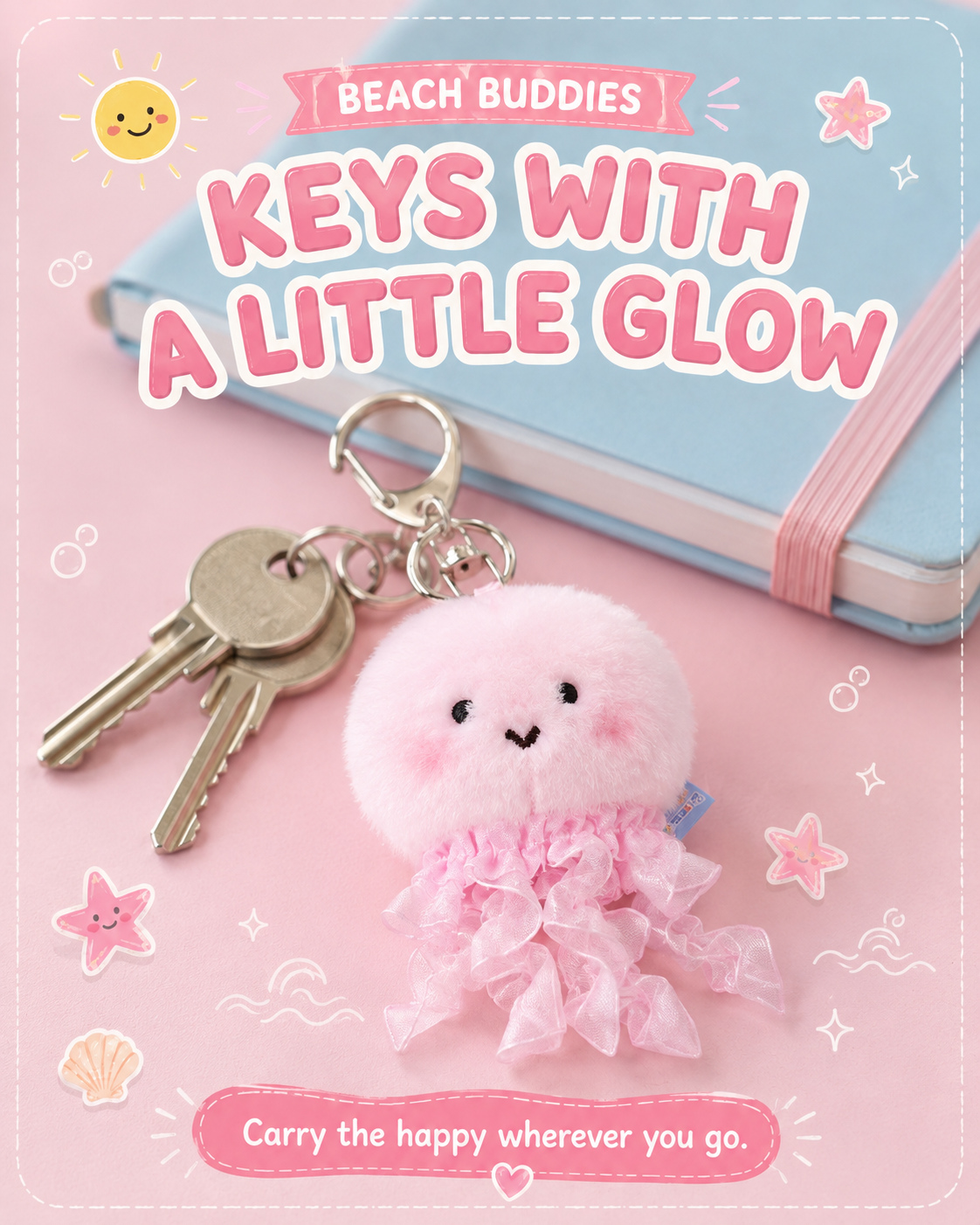 Blush Jellyfish pink plush bag charm by OddJoy, alternate view 4