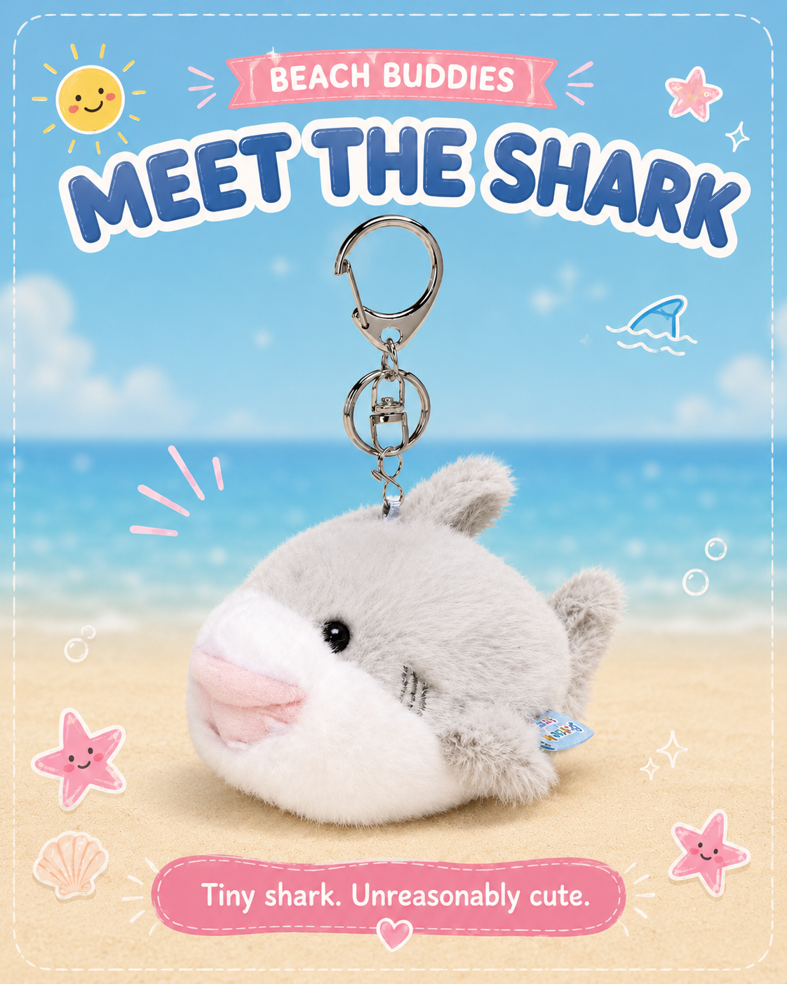 Grey Shark plush bag charm by OddJoy, alternate view 1