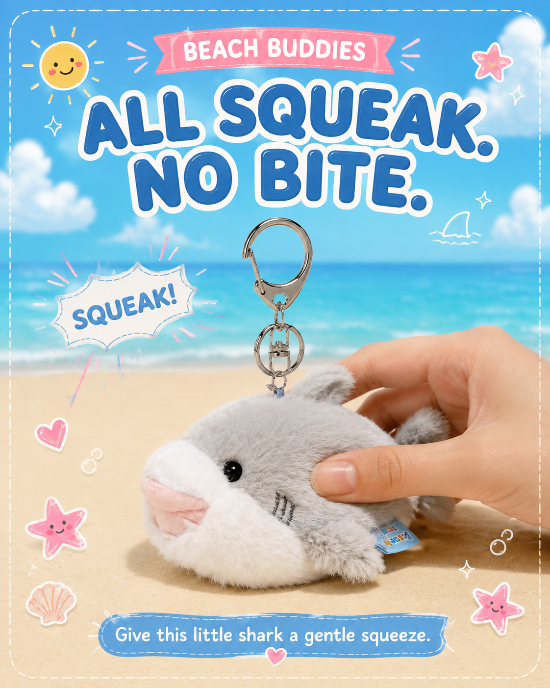 Grey Shark plush bag charm by OddJoy, alternate view 2