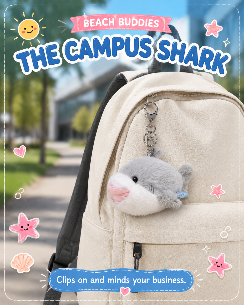 Grey Shark plush bag charm by OddJoy, alternate view 3